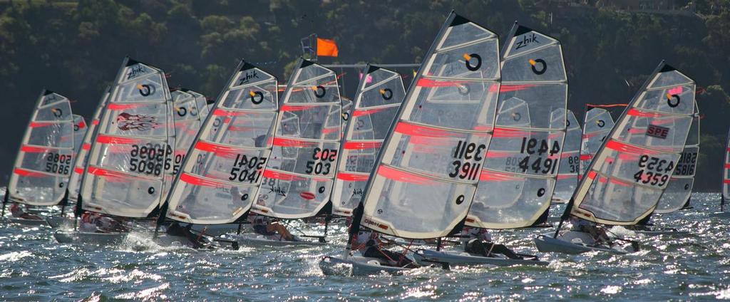 Gold Fleet shortly after the start on Friday - Zhik Australian Open Bic Cup © Jennifer Medd